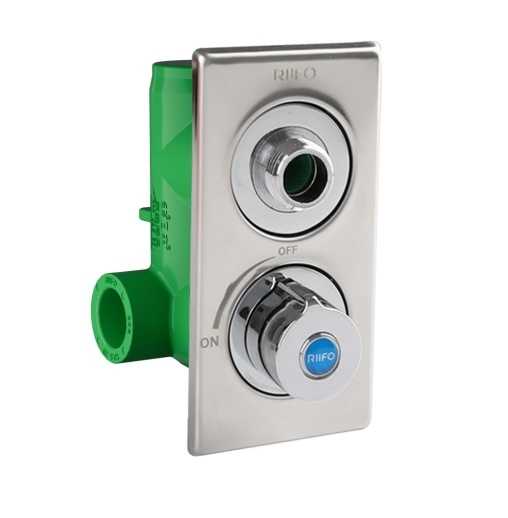  AZ110PPR三通暗裝瓷芯角閥DN25（綠）（加高型）（不銹鋼面板）